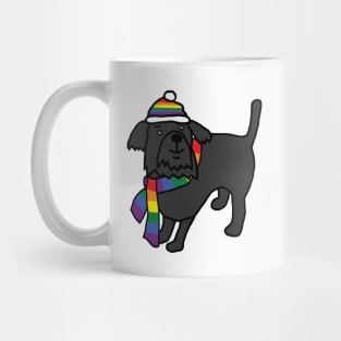 Cute Dog and Rainbow Pride Flag Hat and Scarf Mug